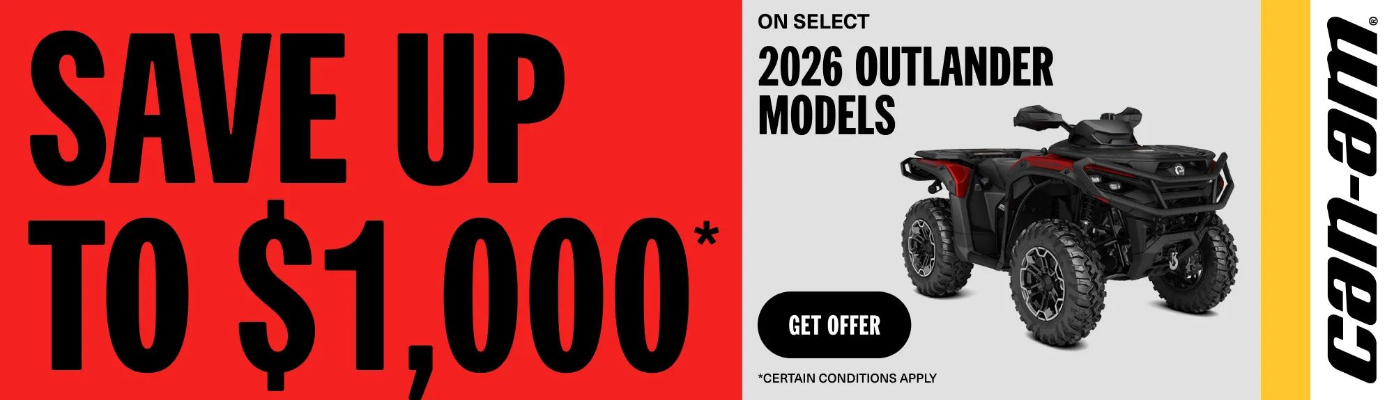 Read more about the article Can-Am – Save up to $1,000 on select 2026 Outlander models