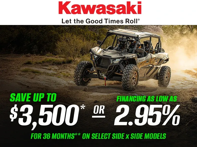 You are currently viewing Kawasaki – Save Up To $3,500* And Financing As Low As 2.95% For 36 Months** on Select Side x Side Models